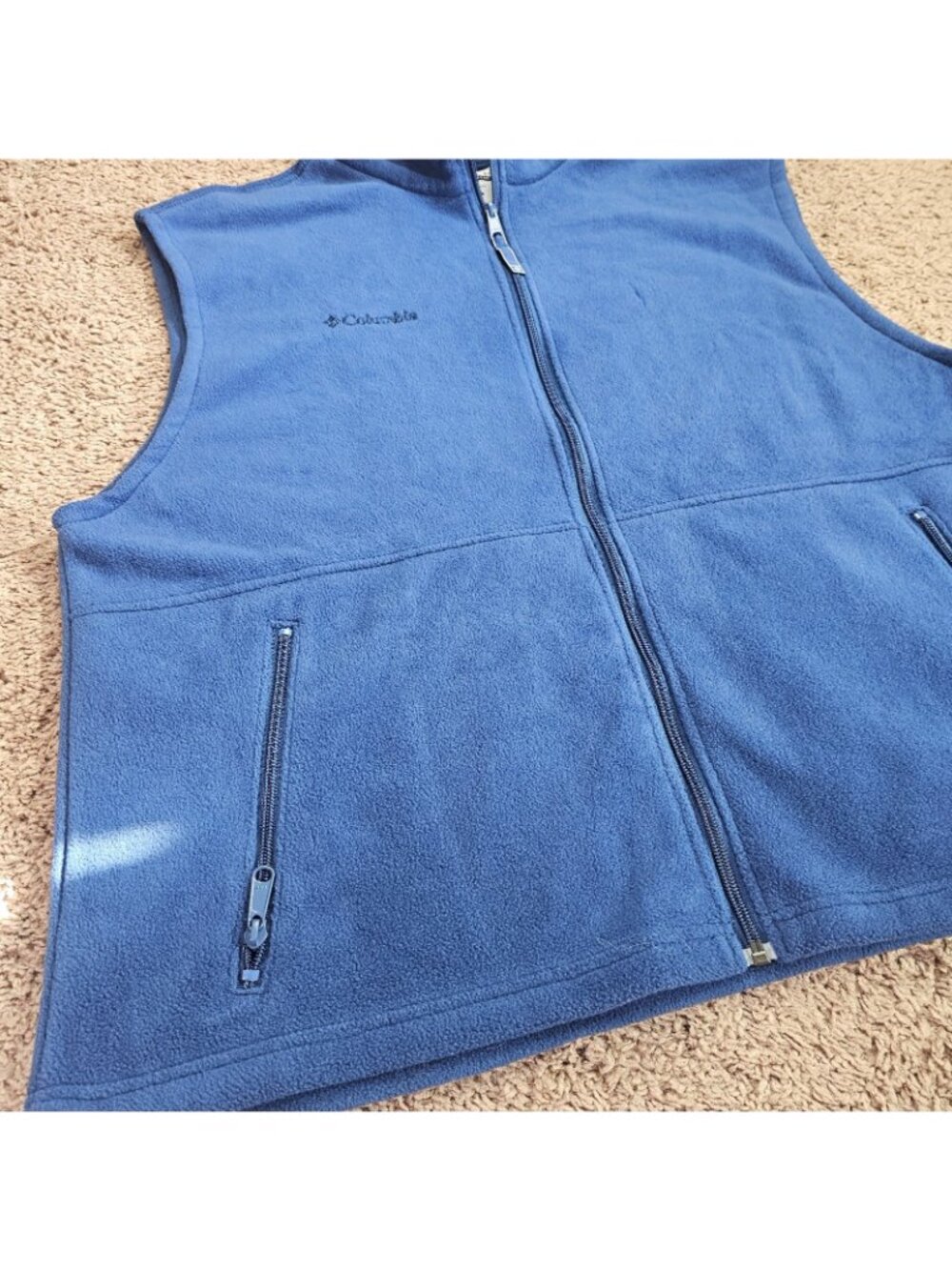 Columbia Cathedral Peak Fleece Vest Mens XL BLue Full Zip Pockets WM1480 - Picture 2 of 9